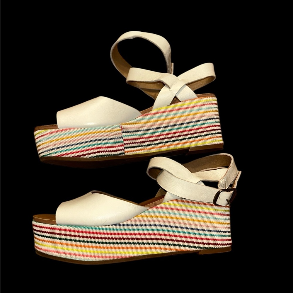 Lucky Brand Ginny Milk Rivington Espadrille Wedge Sandal with Stripes - Picture 8 of 13